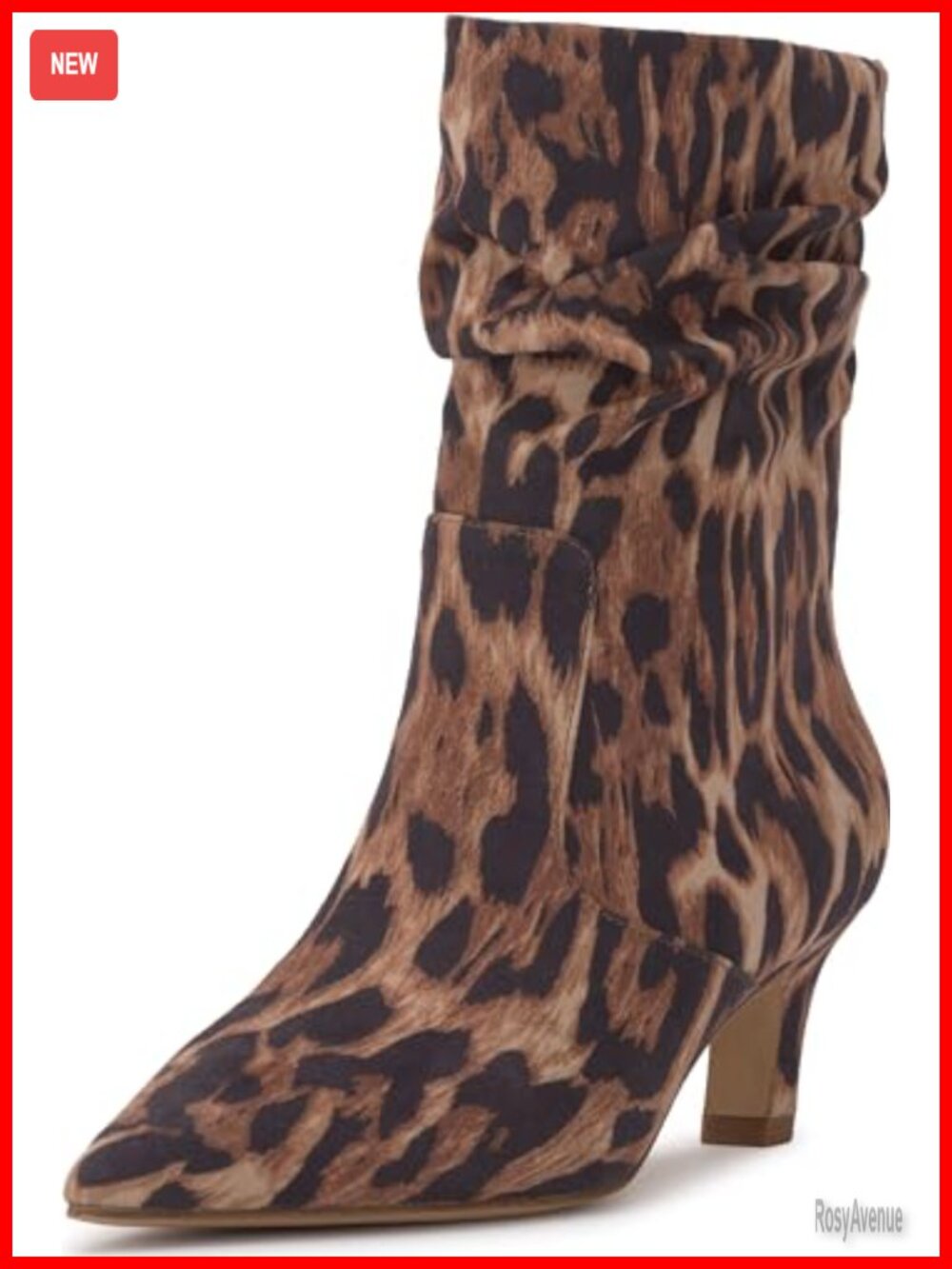 Kitten Heel Pointed Toe Faux Suede Slouch Ankle Booties